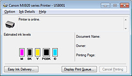 Canon : PIXMA Manuals : MX920 series : Checking the Ink Status 